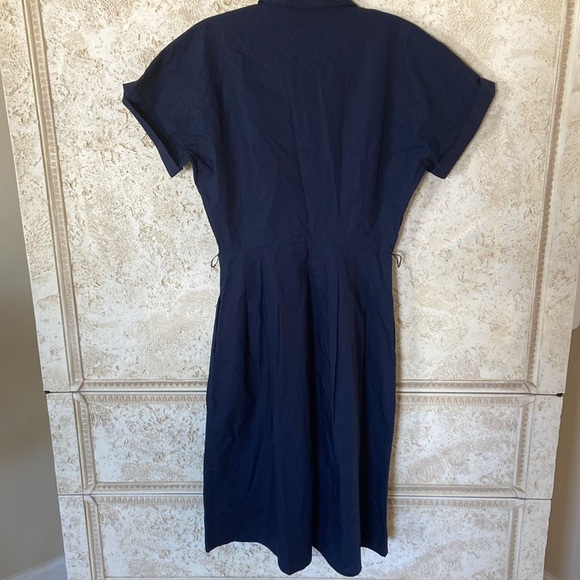 Talbots Sutton navy 100% cotton shirt dress , pockets, buttons, missing belt 2P - Picture 7 of 8